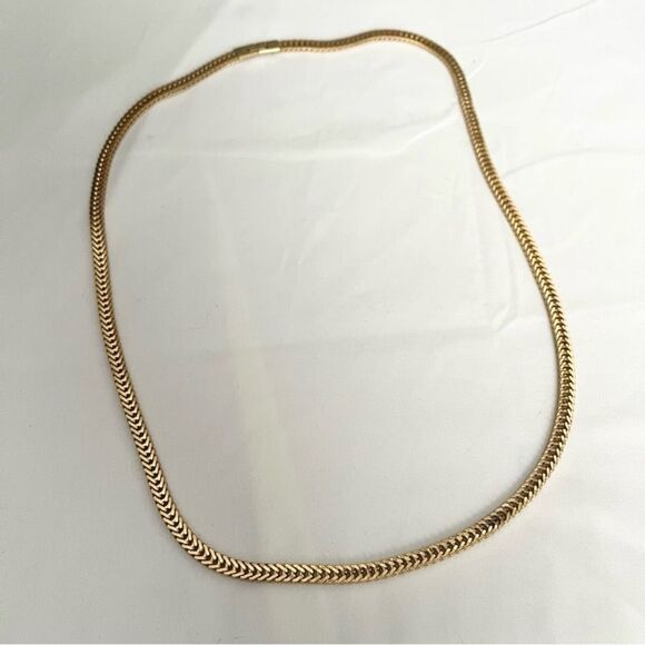 Vintage Gold Plated Snake Chain Necklace 30” Flat Herringbone Long Layering - Picture 6 of 10